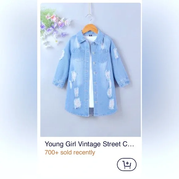 BNIB GIRLS DISTRESSED LONG DENIM JACKET 6 Y - Picture 12 of 16